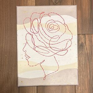 Elegant Red Rose Line Art Canvas